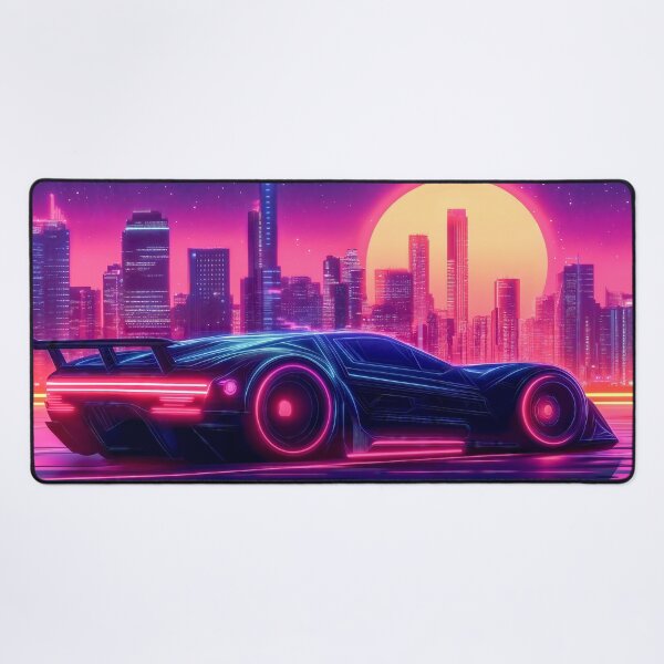 Item preview, Retro Futuristic Super Car Cityscape (80's Synthwave) designed and sold by AdamesArtStudio.