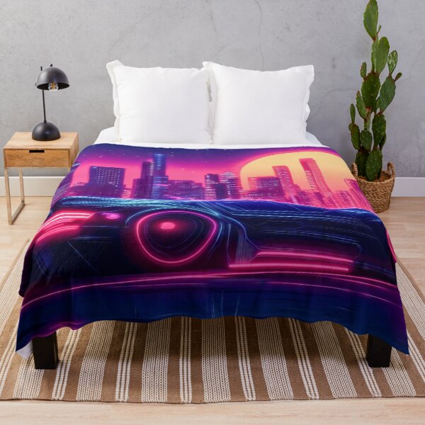 Item preview, Retro Futuristic Super Car Cityscape (80's Synthwave) designed and sold by AdamesArtStudio.