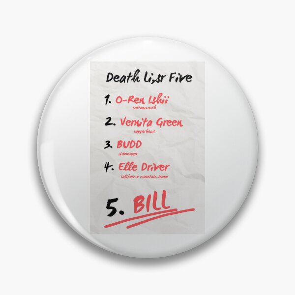 Item preview, Death List Five - Kill Bill designed and sold by Xhantia.