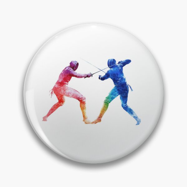 Item preview, Colorful Fencing Duel Watercolor Silhouette Gifts designed and sold by Maniutek.