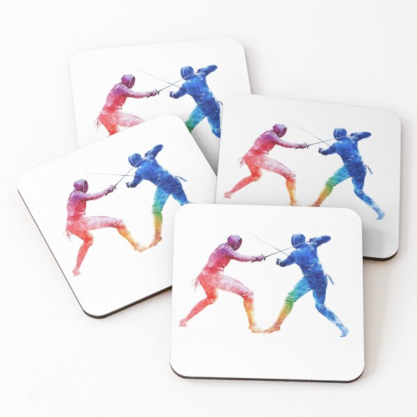 Item preview, Colorful Fencing Duel Watercolor Silhouette Gifts designed and sold by Maniutek.