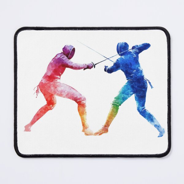 Item preview, Colorful Fencing Duel Watercolor Silhouette Gifts designed and sold by Maniutek.