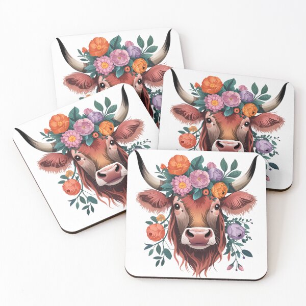 Item preview, Floral Highland Cow - Boho Animal Art Design designed and sold by Charlietule.