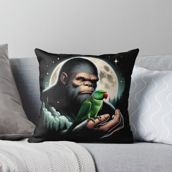 Item preview, Bigfoot Sasquatch Indian Ringneck Parrot Owner Lover Full Moon designed and sold by Kimberley King Art  King Art.