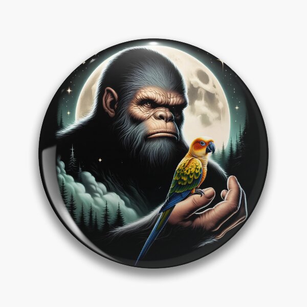 Item preview, Bigfoot Sasquatch Sun Conure Parrot Owner Lover Full Moon designed and sold by Kimberley King Art  King Art.
