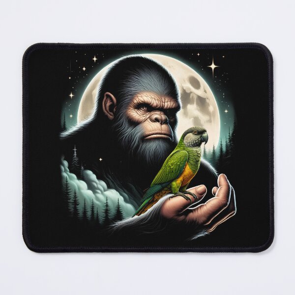 Item preview, Bigfoot Sasquatch Senegal Parrot Owner Lover Full Moon designed and sold by Kimberley King Art  King Art.