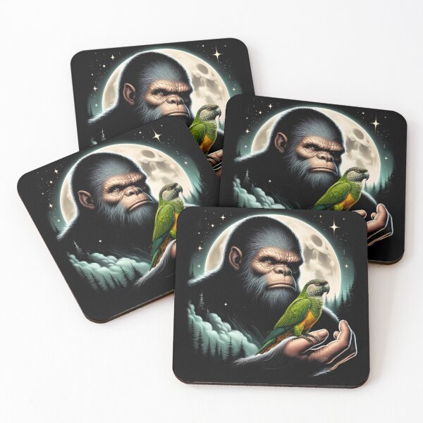 Item preview, Bigfoot Sasquatch Senegal Parrot Owner Lover Full Moon designed and sold by Kimberley King Art  King Art.