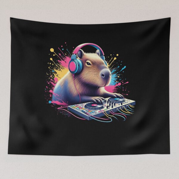 Item preview, Capybara DJ DJing EDM Funky Dance Club designed and sold by Kimberley King Art  King Art.