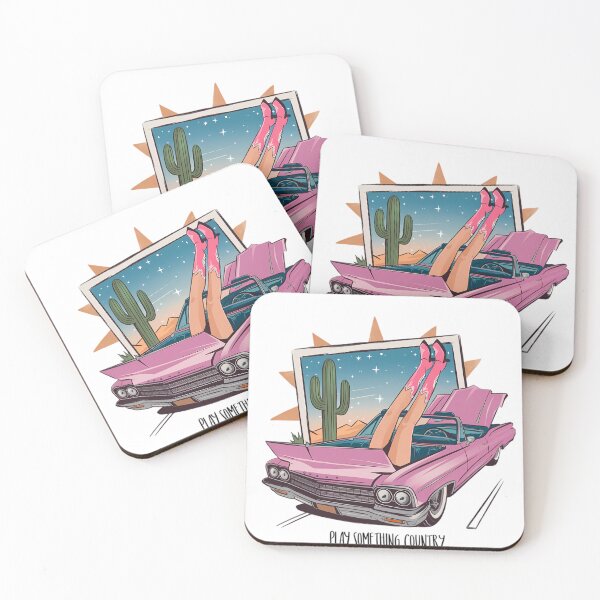 Item preview, Play Something Country - Retro Pink Car & Cowboy Boots Design designed and sold by Charlietule.