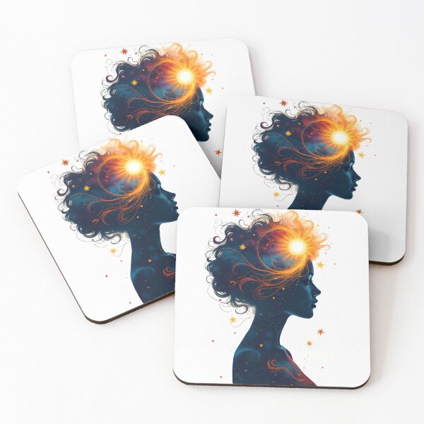 Item preview, Celestial Woman Silhouette with Radiant Cosmic Sun Hair sticker designed and sold by Thread-Verse.