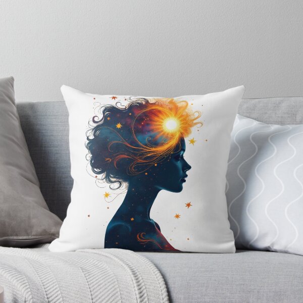 Item preview, Celestial Woman Silhouette with Radiant Cosmic Sun Hair sticker designed and sold by Thread-Verse.