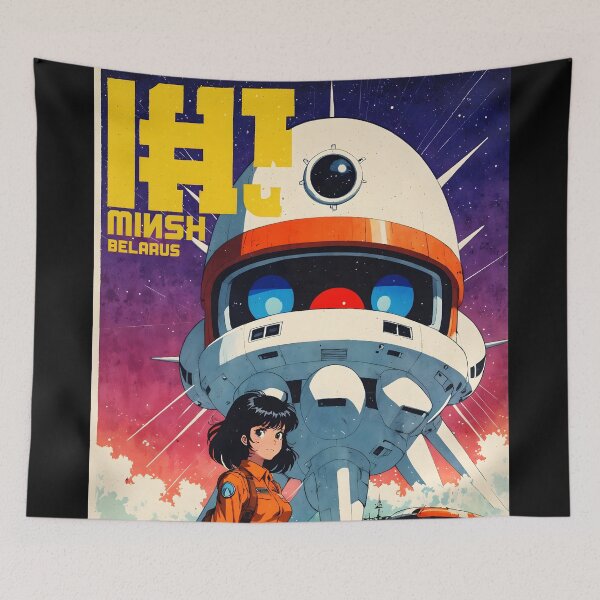 Item preview, Minsk Belarus Russia Retro Anime Girl 80s Vintage Travel designed and sold by Retro-Anime9.
