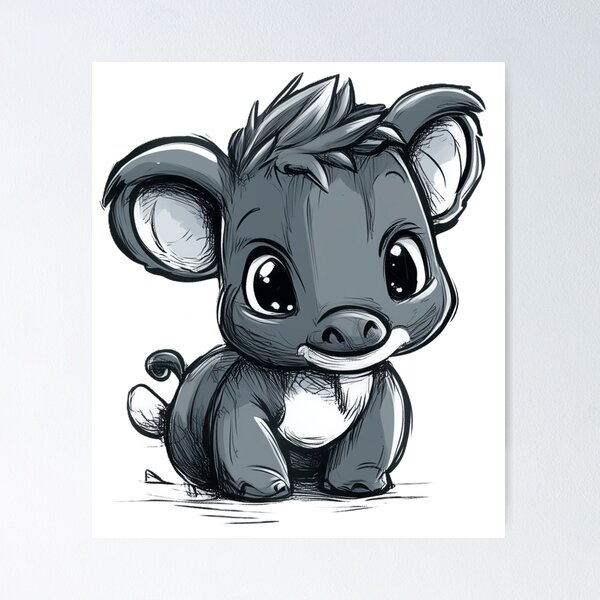 Item preview, Cute Chibi Donkey Hand Drawn designed and sold by InkDreamMotion.