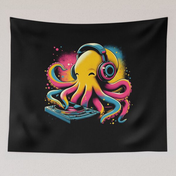 Item preview, Octopus DJ DJing EDM Funky Dance Club designed and sold by Kimberley King Art  King Art.