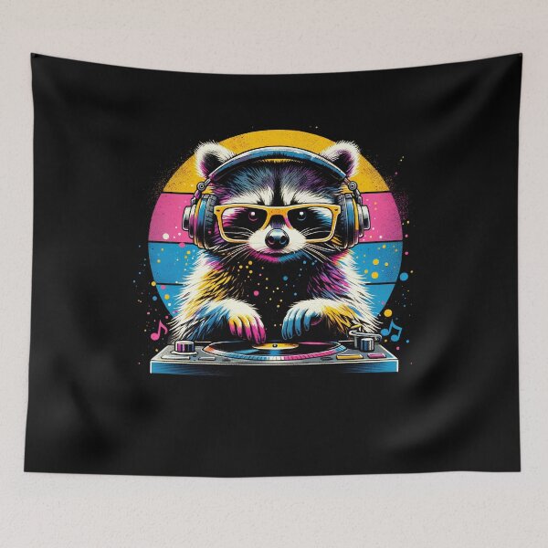 Item preview, Raccoon DJ DJing EDM Funky Dance Club Raccoon Lover designed and sold by Kimberley King Art  King Art.