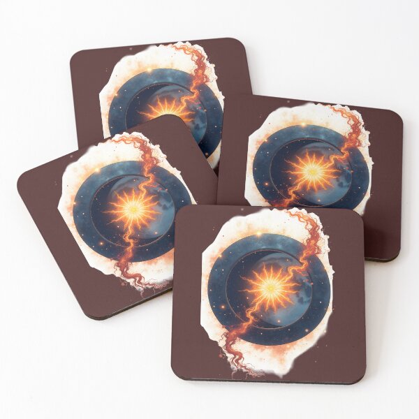 Item preview, Fiery Cosmic Sun and Moon Energy Burst Artwork designed and sold by Thread-Verse.