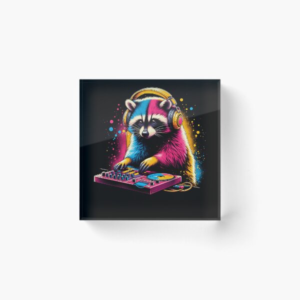 Item preview, Raccoon DJ DJing EDM Funky Dance Club designed and sold by Kimberley King Art  King Art.