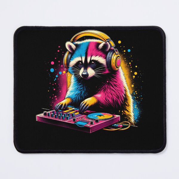 Item preview, Raccoon DJ DJing EDM Funky Dance Club designed and sold by Kimberley King Art  King Art.