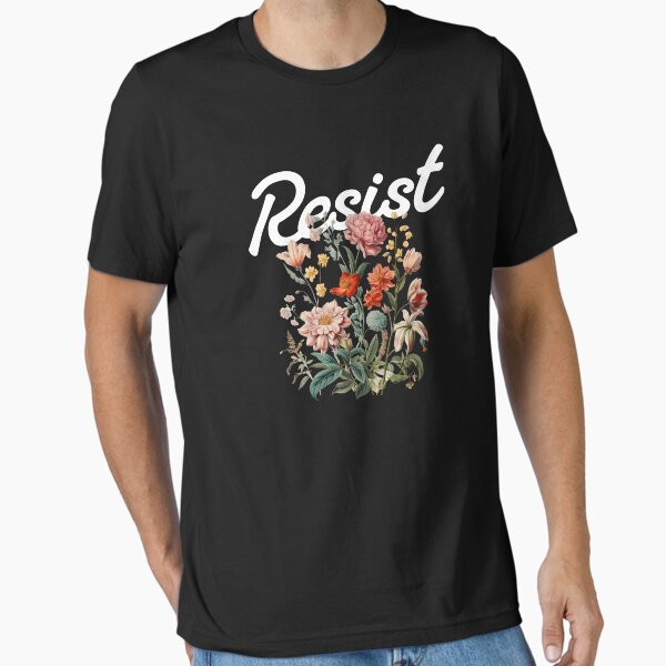 Vista previa del artículo con la obra «Resistir Protesta Floral Trump Anti Trump», diseñado y vendido por ChicTeeshop.