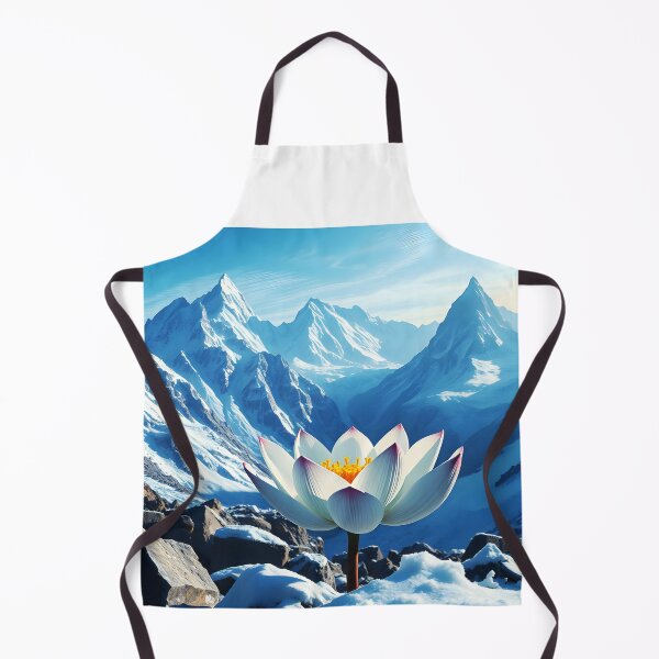 Item preview, Blooming snow lotus on mointain top among rocks and snowy alpine backdrop bright blue sky digitalart designed and sold by EmeraldeaArt.