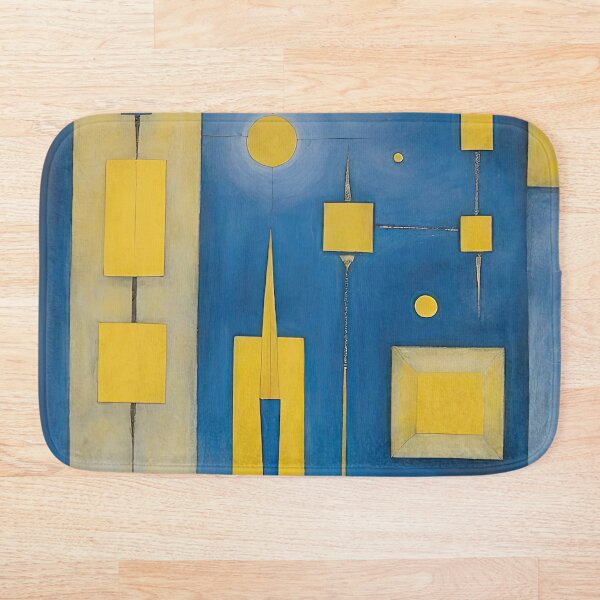Item preview, 4667 abstract geometric yellow blue shape rectangle circle depth composition designed and sold by j5rson.