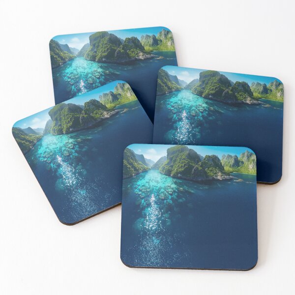 Item preview, Aerial Lagoon Oasis – Lush Limestone Cliffs & Pristine Reefs designed and sold by ArtArchive-KK.