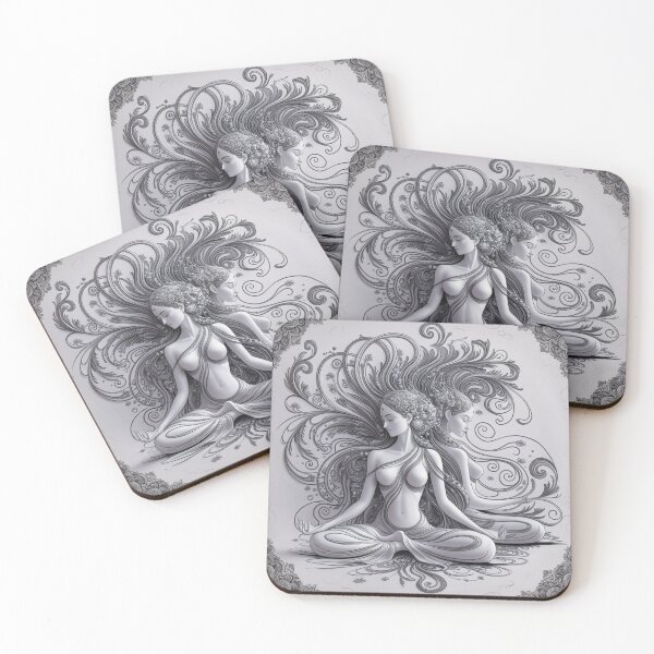 Item preview, Woman meditating in lotus position designed and sold by FusiTink.