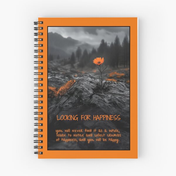 Item preview, Looking fot happiness, aphorism, black and white graphics with vivid flower designed and sold by silent-violin.