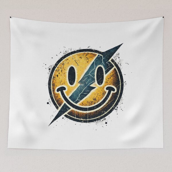 Item preview, Lightning Bolt Smiley with Distressed Grunge designed and sold by KaanSongwut.
