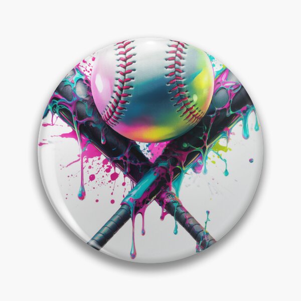 Item preview, Neon Drip Baseball Art – Vibrant Crossed Bats & Splatter Design designed and sold by luckytua789.