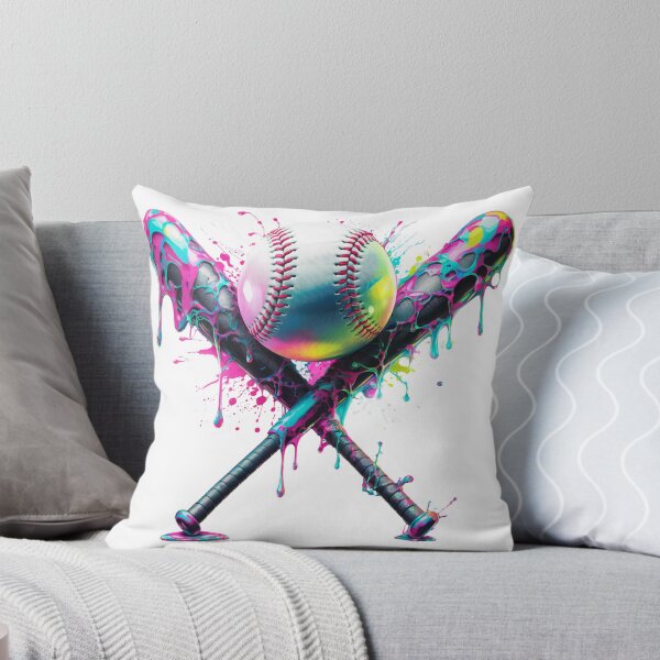 Item preview, Neon Drip Baseball Art – Vibrant Crossed Bats & Splatter Design designed and sold by luckytua789.