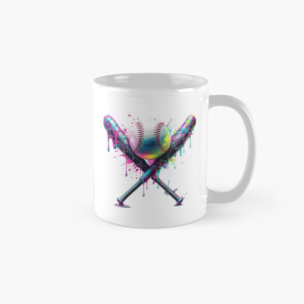 Item preview, Neon Drip Baseball Art – Vibrant Crossed Bats & Splatter Design designed and sold by luckytua789.