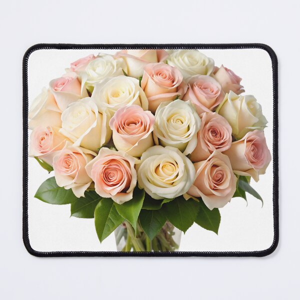 Item preview, beautiful flowers bouquet with white and pink roses designed and sold by DuskTillDown.