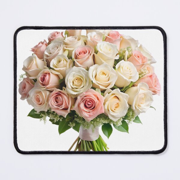 Item preview,  beautiful flowers bouquet with white and pink roses designed and sold by DuskTillDown.