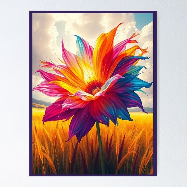 Item preview, rainbow flower designed and sold by In-Spirit24.