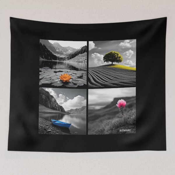 Item preview, 4 landscapes with vivid elements, monochromatic and vivid, 4 views designed and sold by silent-violin.