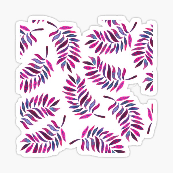 Item preview, A repeating pattern of watercolour pink and purple palm leaves from the jungle designed and sold by Hillary Holt.
