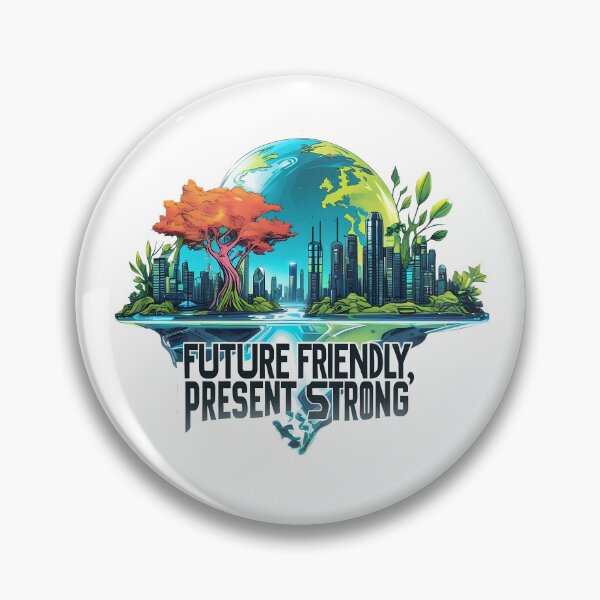 Item preview, Future Friendly, Present Strong: Futuristic Cityscape with Organic Nature Elements designed and sold by zoughlal.