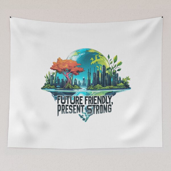 Item preview, Future Friendly, Present Strong: Futuristic Cityscape with Organic Nature Elements designed and sold by zoughlal.