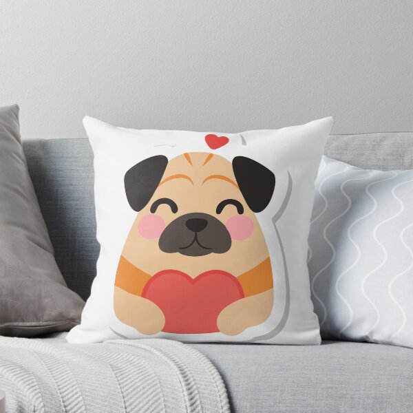 Item preview, Cartoon Illustration of a Pug Holding a Red Heart on Black Background designed and sold by Creative88Art.