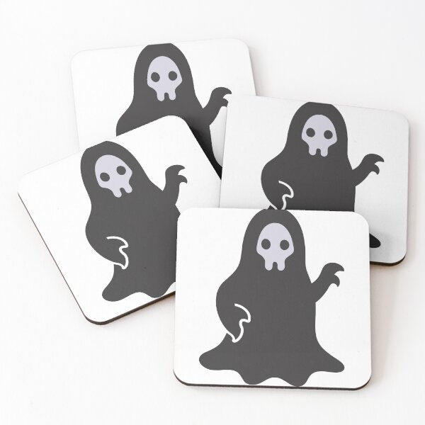 Item preview, Cartoonish Ghostly Figure with White Skull Face on Black Background designed and sold by Creative88Art.
