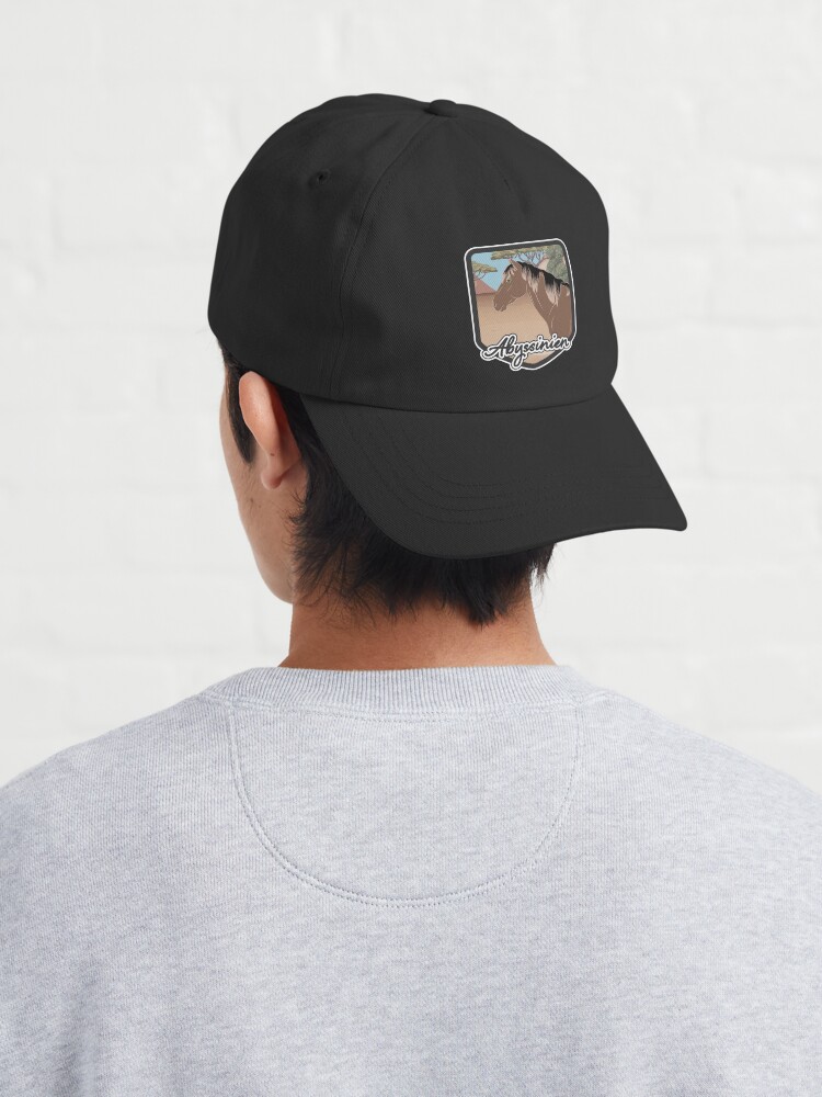 Aperçu 4 sur 7. Casquette avec l'œuvre Cheval Abyssinien, blason et armoirie cheval rouanné, cheval de selle léger, races de chevaux de l'Éthiopie créée et vendue par WebEquitation.