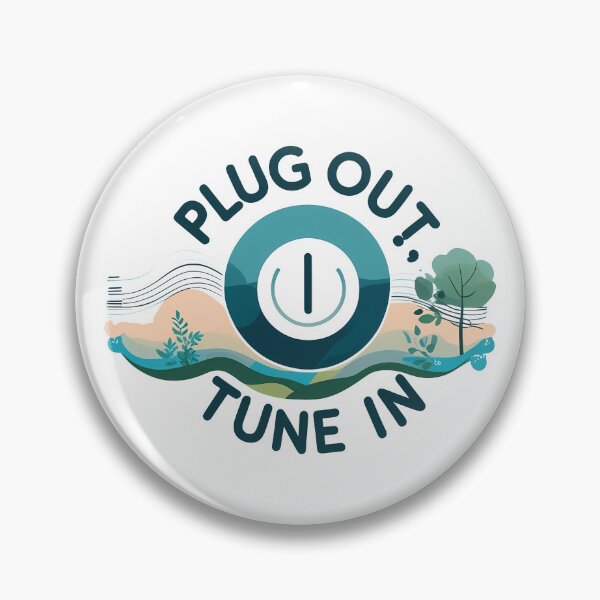 Item preview, Plug Out, Tune In: Power Button Dissolving into Gentle Sound Waves and Nature Elements designed and sold by zoughlal.