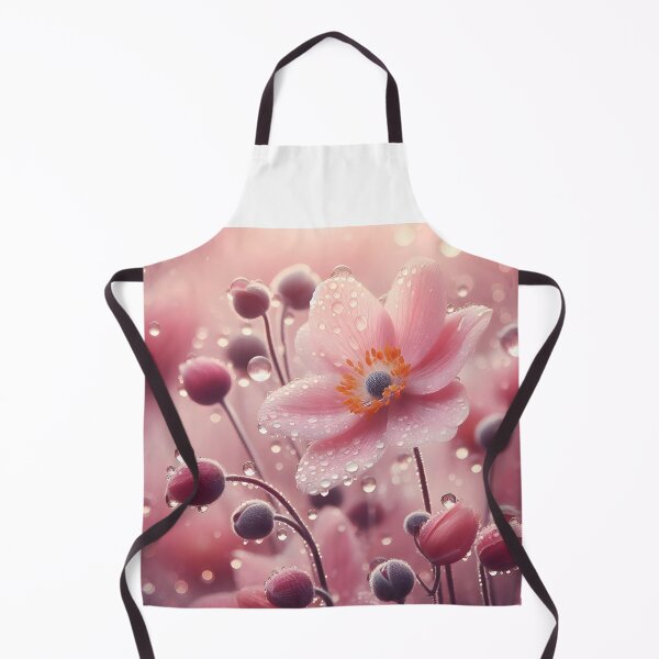 Item preview, Light pink little flowers and buds with raindrops realistic crystal clear aesthetic floral art designed and sold by EmeraldeaArt.