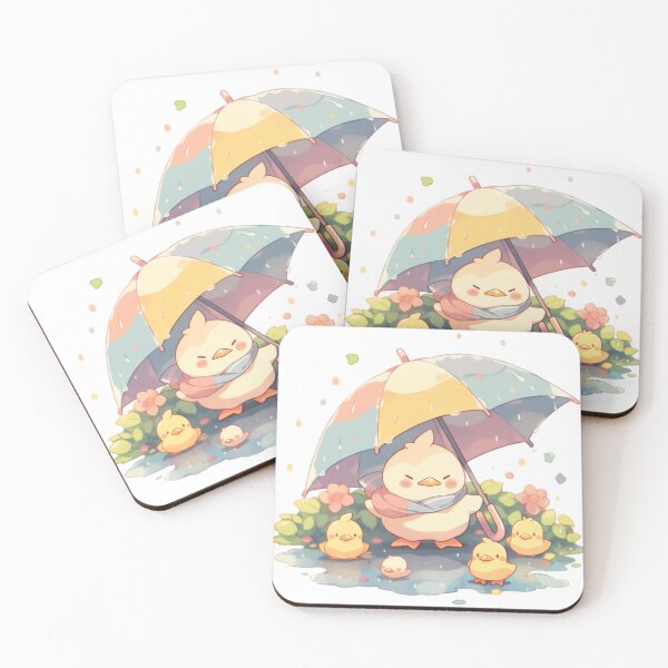 Item preview, Cozy Rainy Day – Cute Chicks Under Umbrella Illustration designed and sold by DKRPalette.