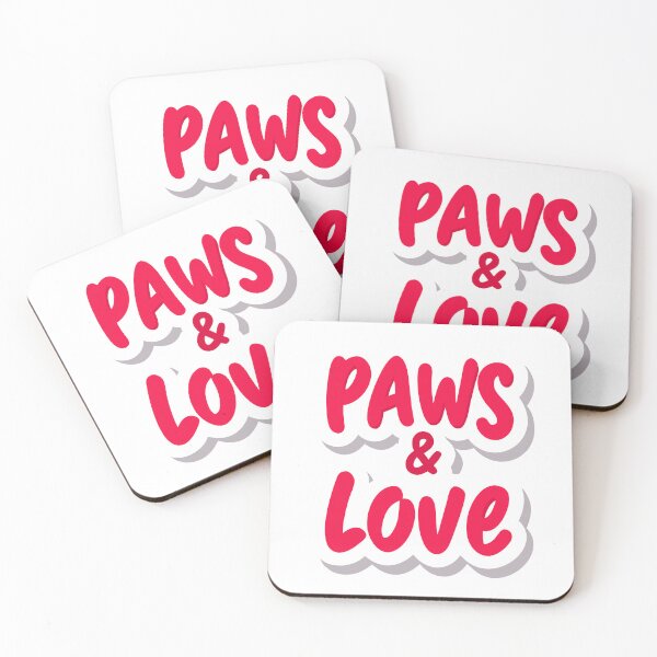 Item preview, Bold Red PAWS and LOVE Text with Gray Shadow on Black Background designed and sold by Creative88Art.