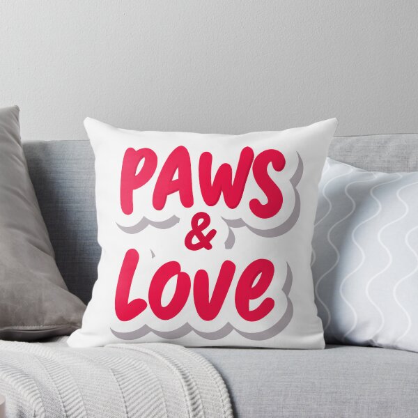 Item preview, Bold Red PAWS and LOVE Text with Gray Shadow on Black Background designed and sold by Creative88Art.