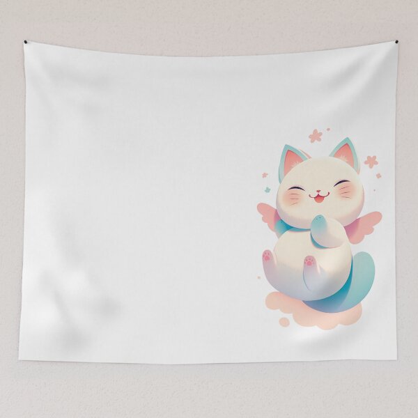 Item preview, Floating Angel Cat - Whimsical Pastel Fantasy Art designed and sold by DKRPalette.