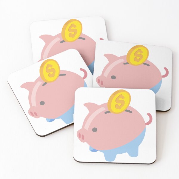 Item preview, Illustration of Pink Piggy Bank with Gold Coin and Blue Pants designed and sold by Creative88Art.