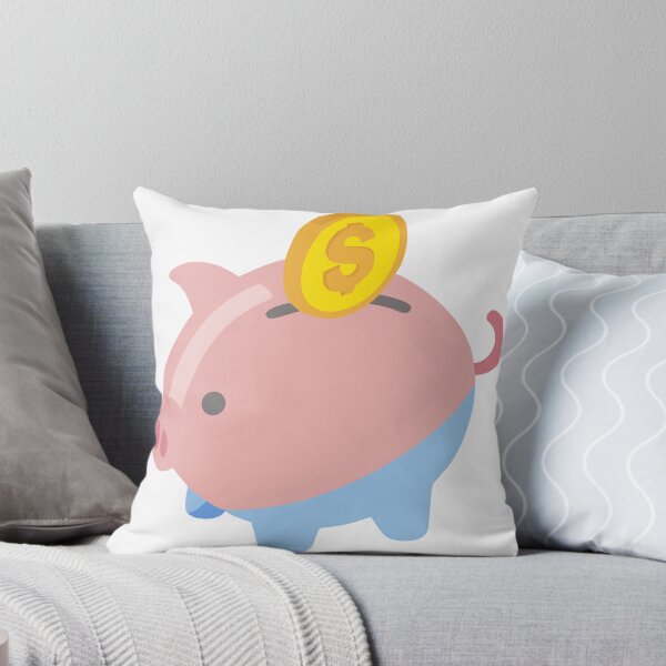 Item preview, Illustration of Pink Piggy Bank with Gold Coin and Blue Pants designed and sold by Creative88Art.